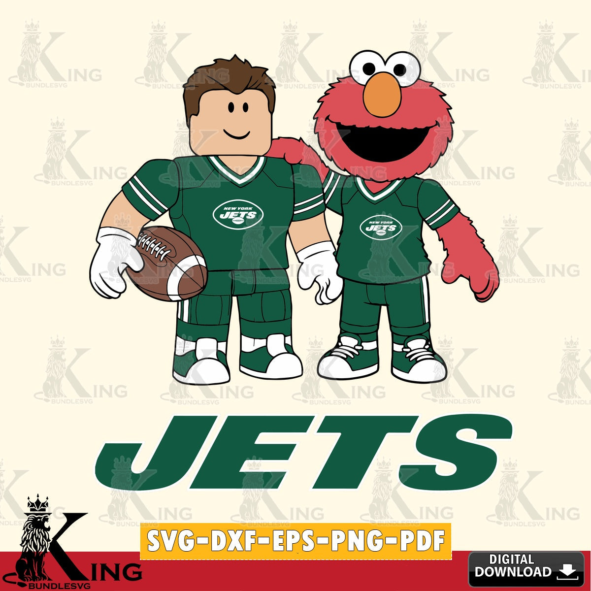 New York Jets Roblox & Elmo Football SVG file , Cricut, NFL File cut , Digital Download , PDF File