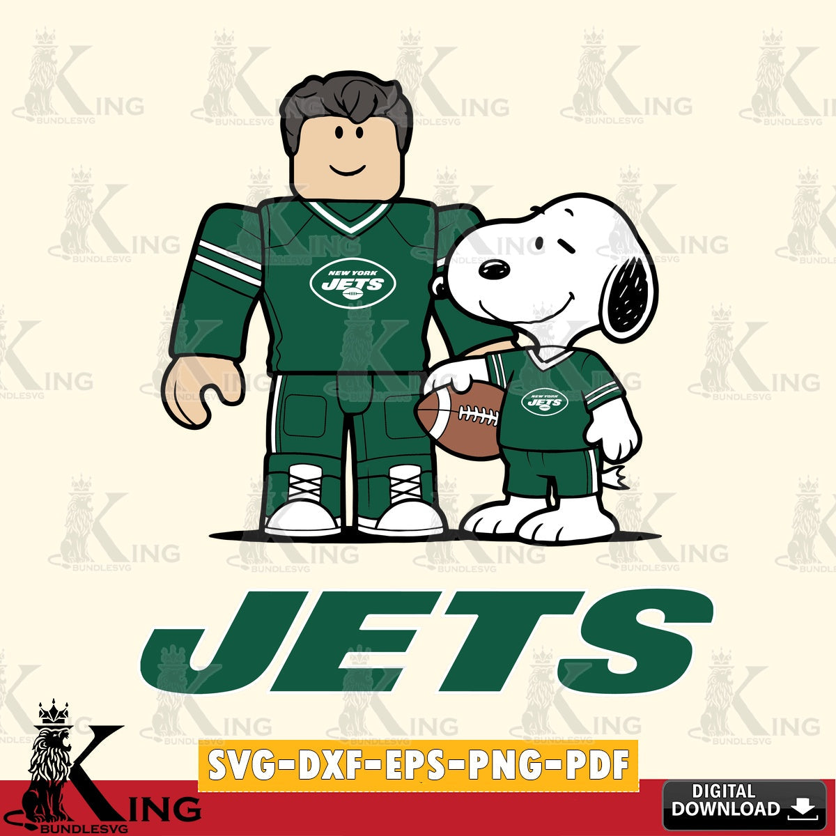 New York Jets Roblox & Snoopy Football SVG file , Cricut, NFL File cut , Digital Download , PDF File