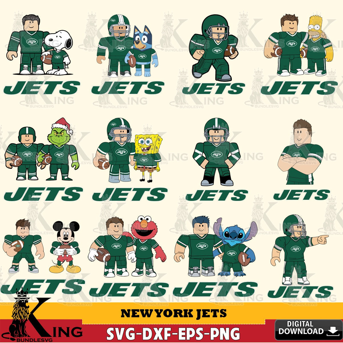 New York Jets Roblox With Friends football NFL Bundle SVG file , Cricut, NFL File cut , Digital Download , PDF File