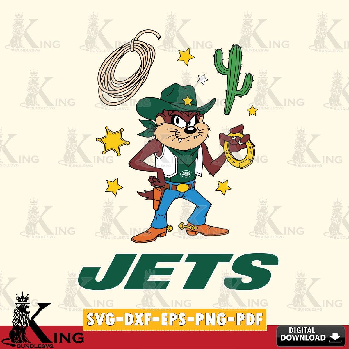 New York Jets Taz Cowboy Western Cut file , Digital Download , Instant Download, Looney Tunes svg, Football svg