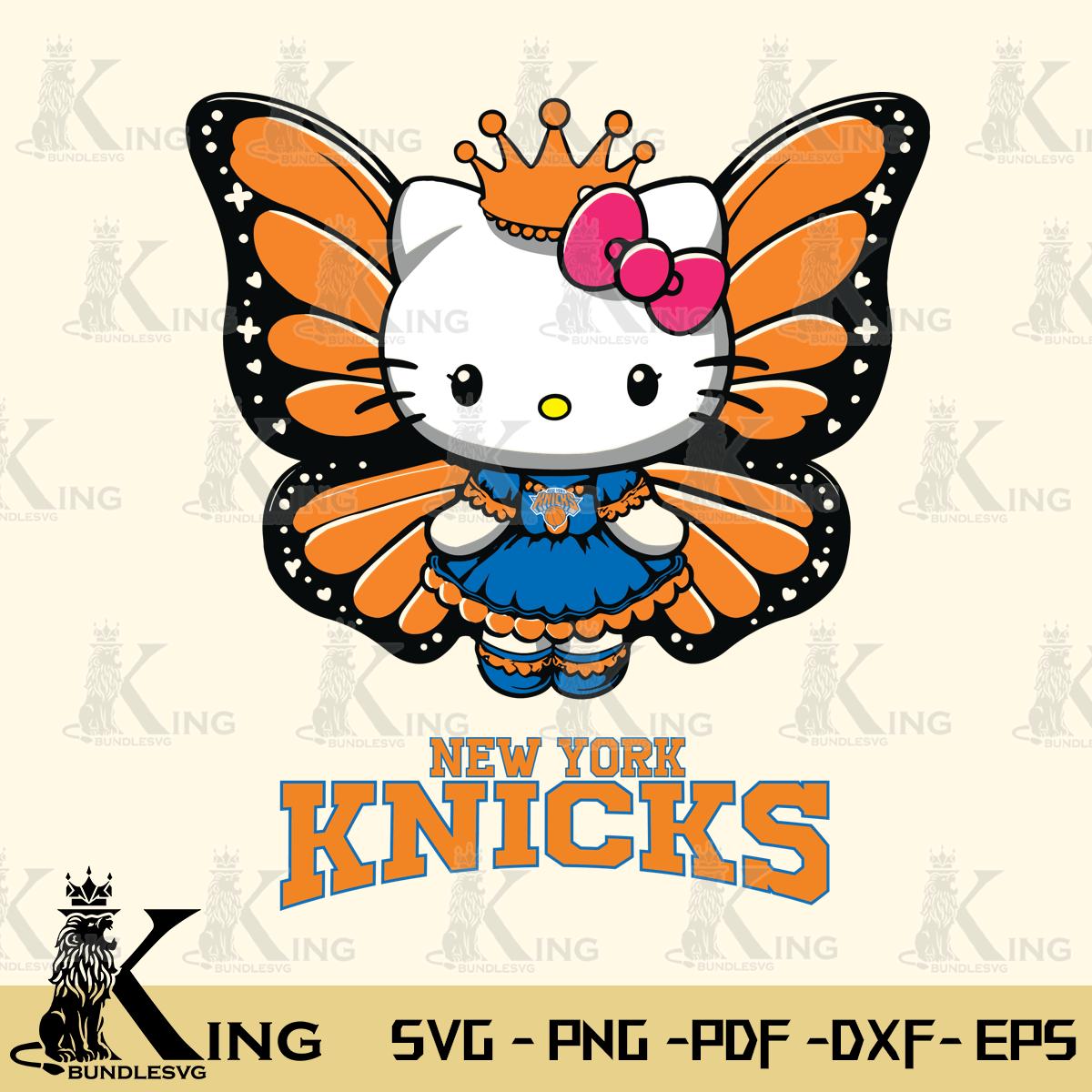 New York Knicks Kitty Wings & Flowers Svg Eps Dxf Png File, Digital Download