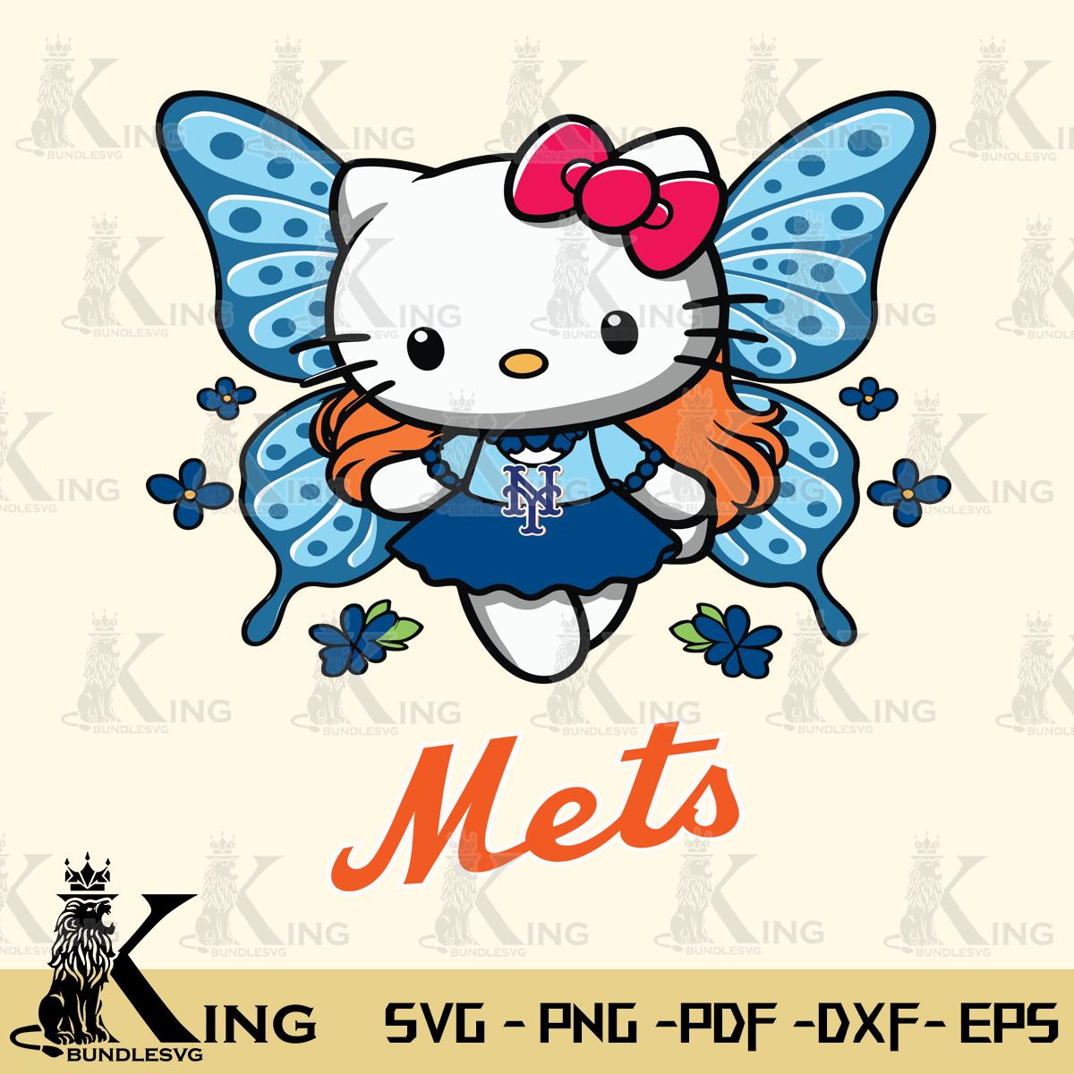 New York Mets Butterfly Kitty Charm Svg Eps Dxf Png File, Digital Download