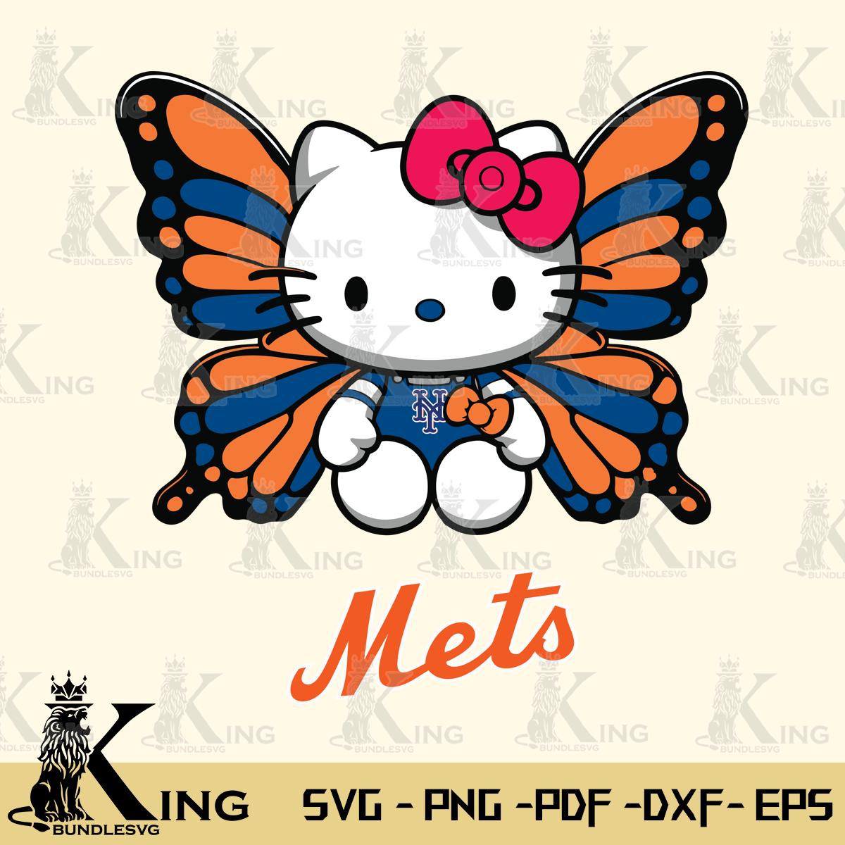 New York Mets Butterfly Kitty Delight Svg Eps Dxf Png File, Digital Download