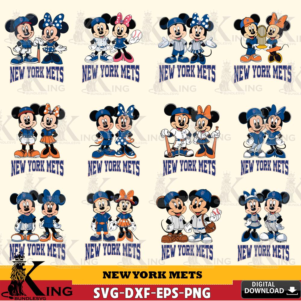 New York Mets Mickey Minnie MLB Bundle SVG DXF EPS PNG PDF, MLB for Cricut, Silhouette, Digital Download , file cut
