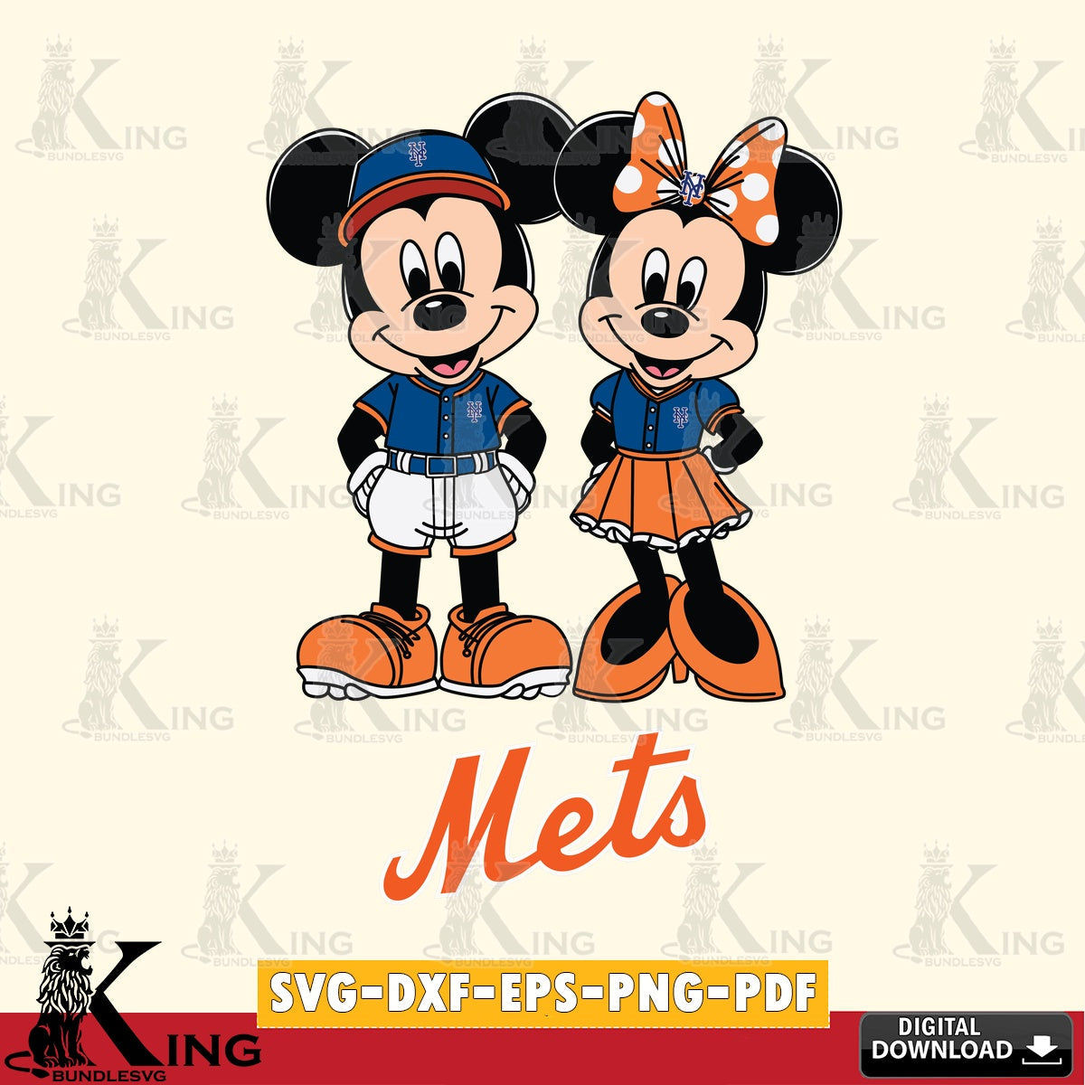New York Mets Mickey Minnie Mouse Baseball SVG file , For Cricut, File cut , Digital Download , PDF File, Cut Files