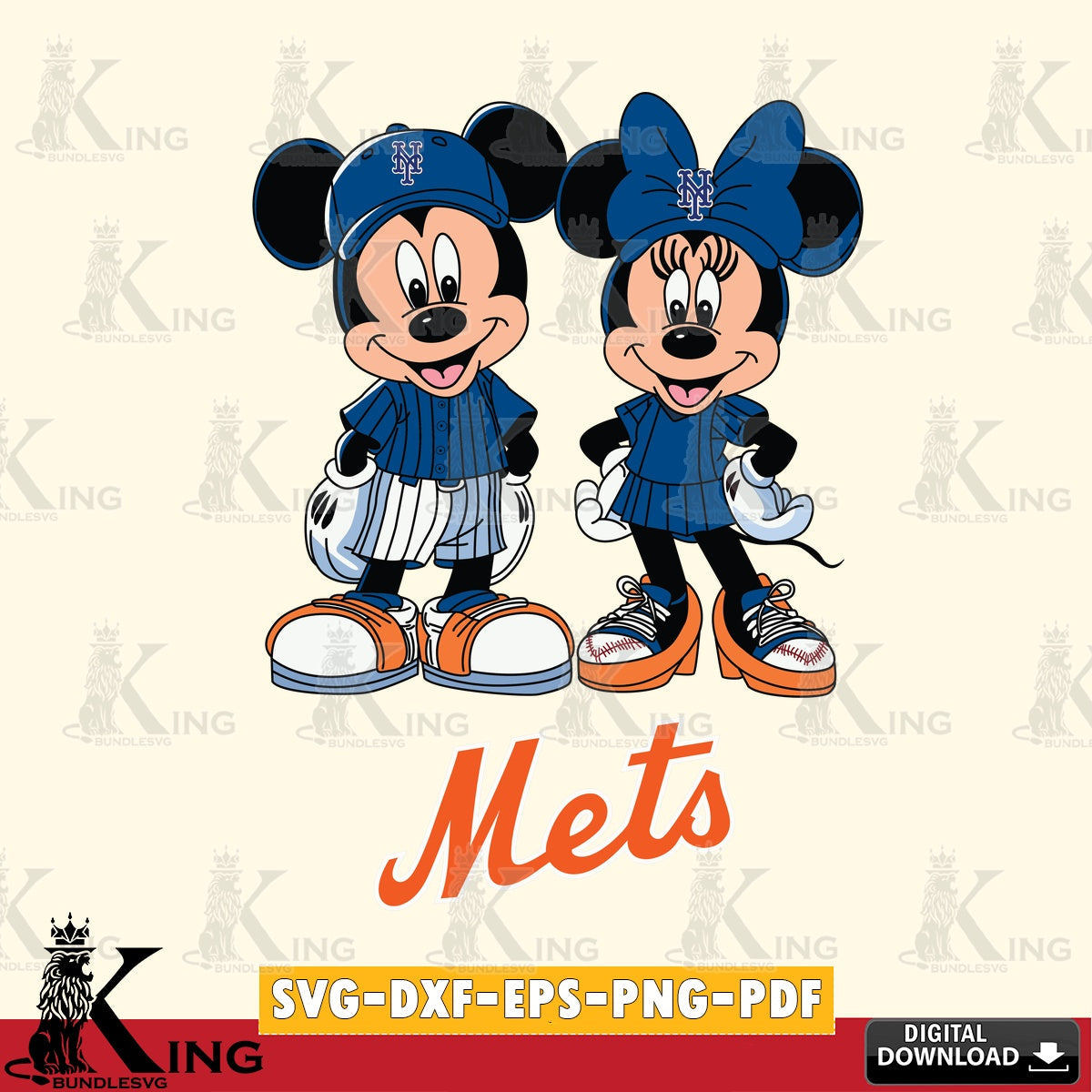New York Mets Mickey Minnie Mouse Fan SVG file , For Cricut, File cut , Digital Download , PDF File, Cut Files