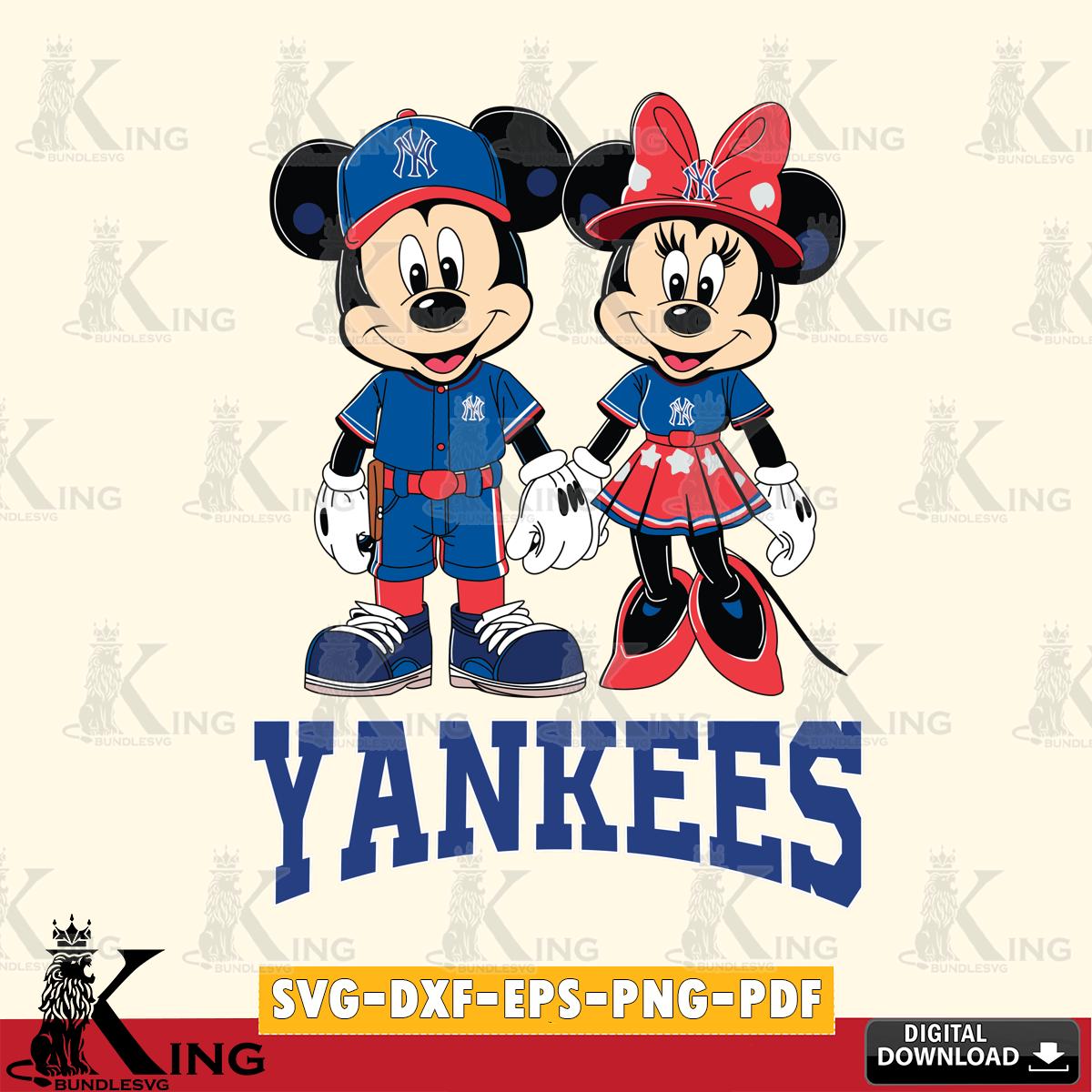 New York Yankees Mickey Minnie Baseball SVG File, MLB for Cricut, Silhouette, Digital Download , file cut