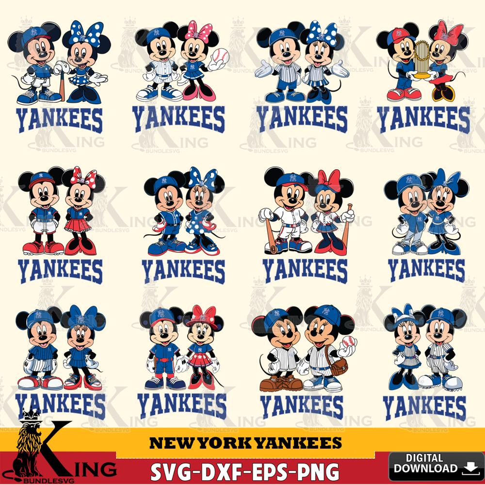 New York Yankees Mickey Minnie MLB Bundle SVG DXF EPS PNG PDF, MLB for Cricut, Silhouette, Digital Download , file cut