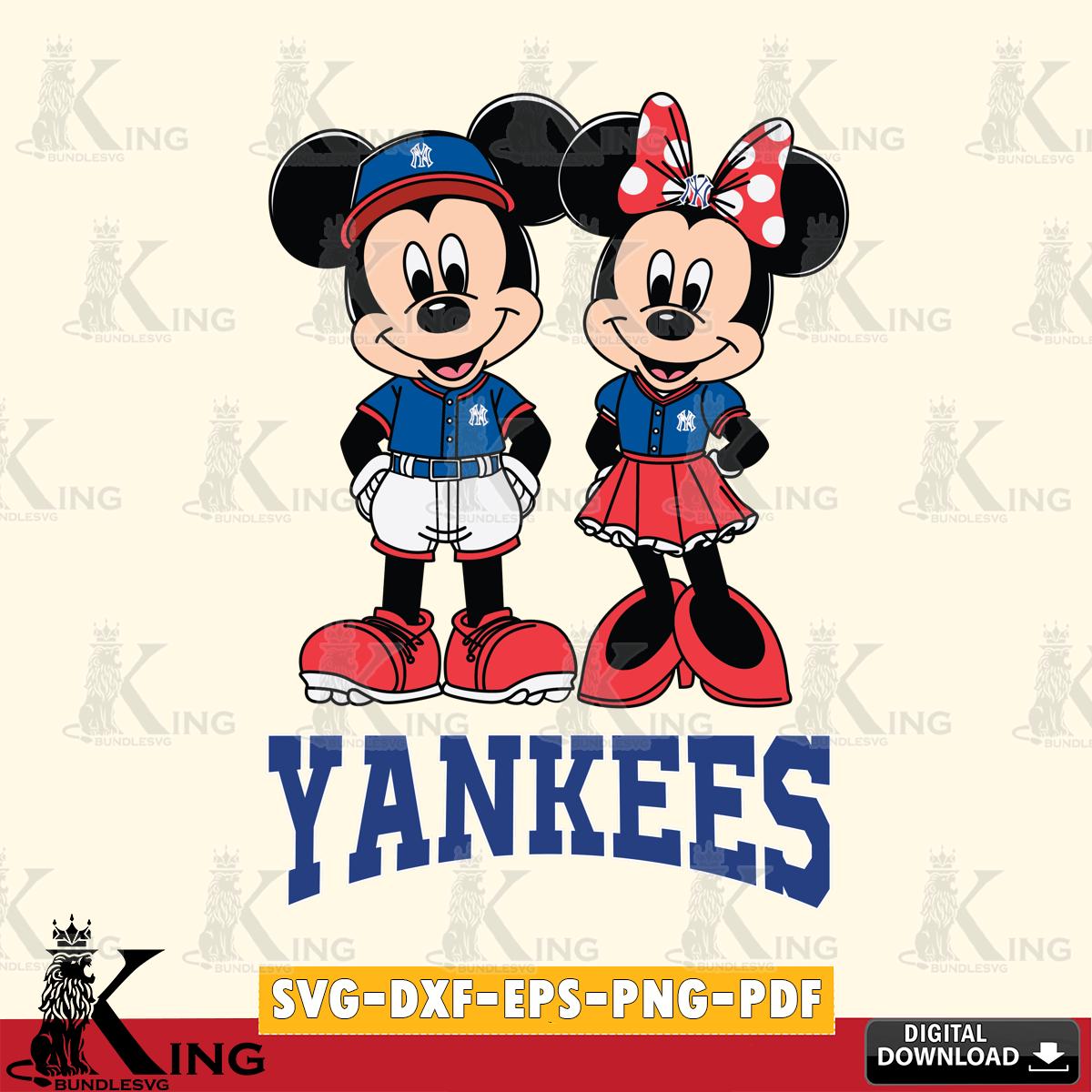 New York Yankees Mickey Minnie Mouse Baseball SVG File, MLB for Cricut, Silhouette, Digital Download , file cut