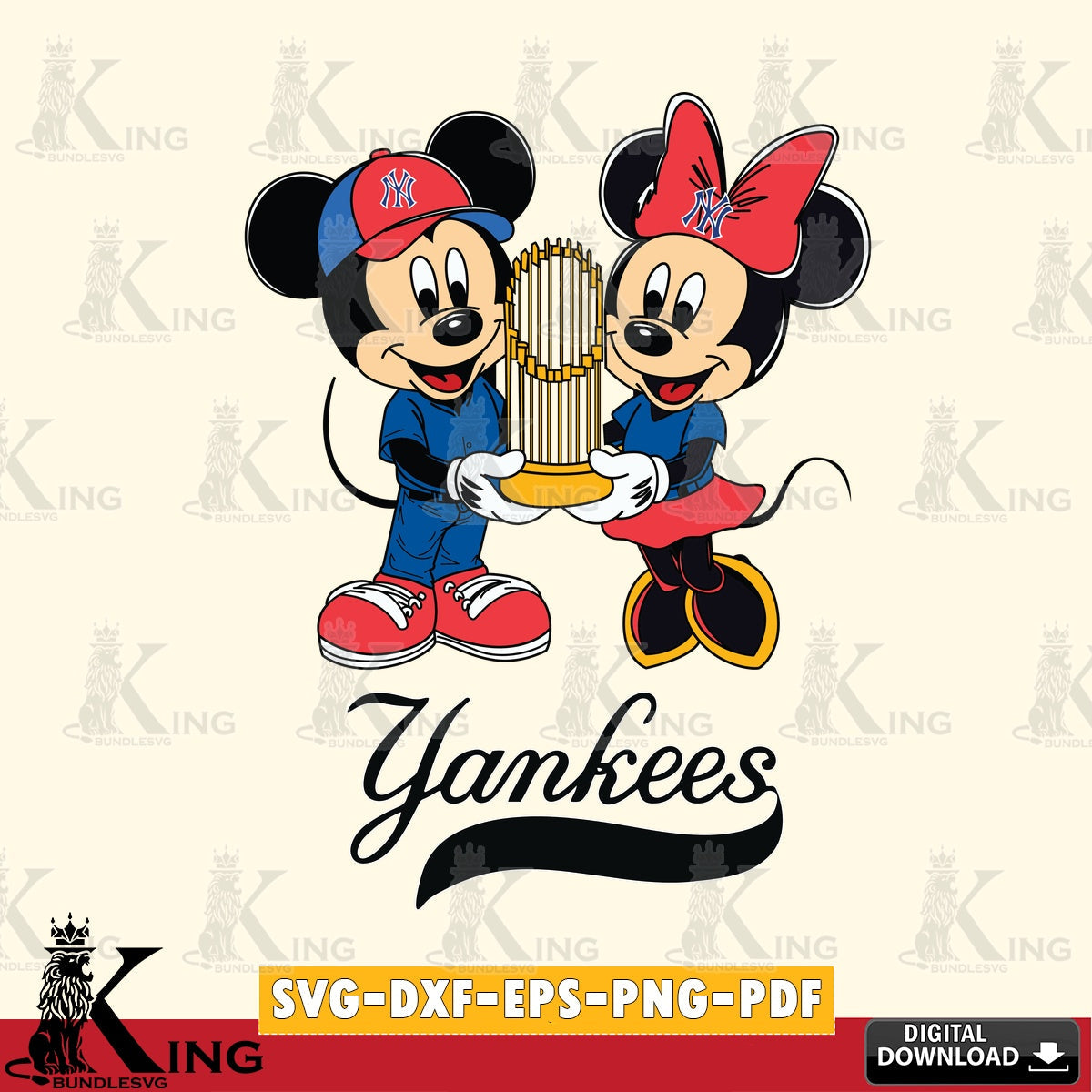 New York Yankees Mickey Minnie Mouse Champions SVG file , For Cricut, File cut , Digital Download , PDF File, Cut Files