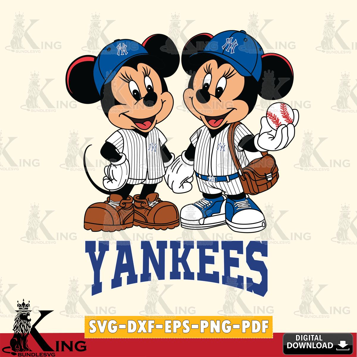 New York Yankees Mickey Minnie Mouse couple SVG File, MLB for Cricut, Silhouette, Digital Download , file cut