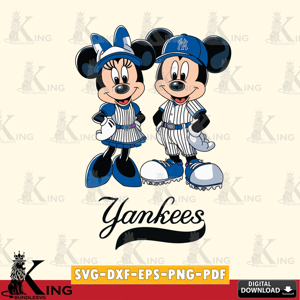 New York Yankees Mickey Minnie Sport SVG file , For Cricut, File cut , Digital Download , PDF File, Cut Files