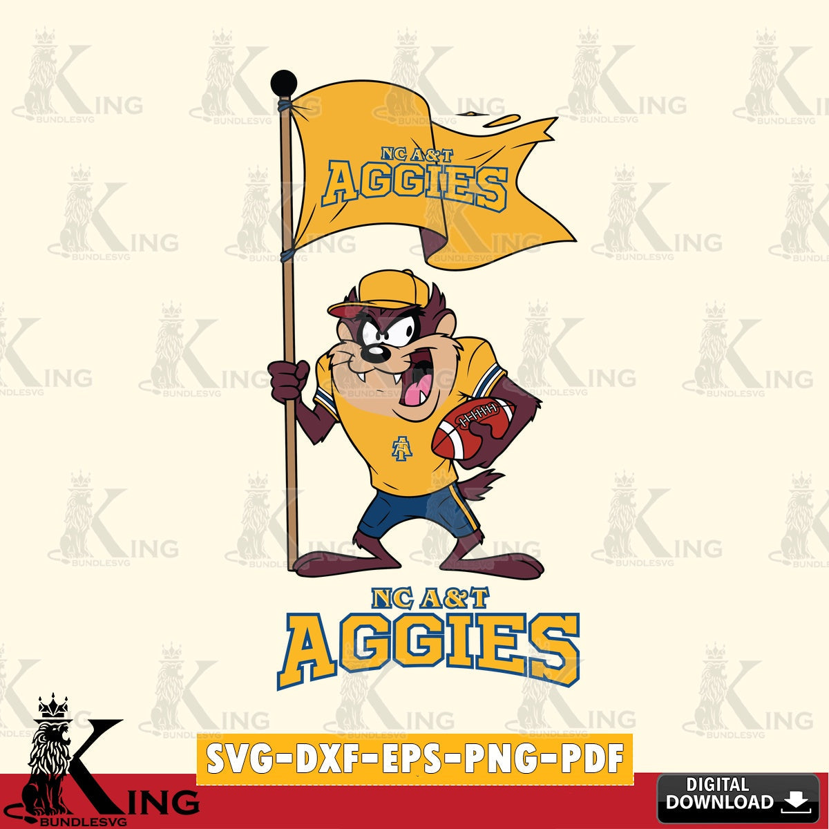 North Carolina A&T Football Taz Flag Art SVG file, Cut file , Digital Download , Instant Download, Taz svg, NCAA svg