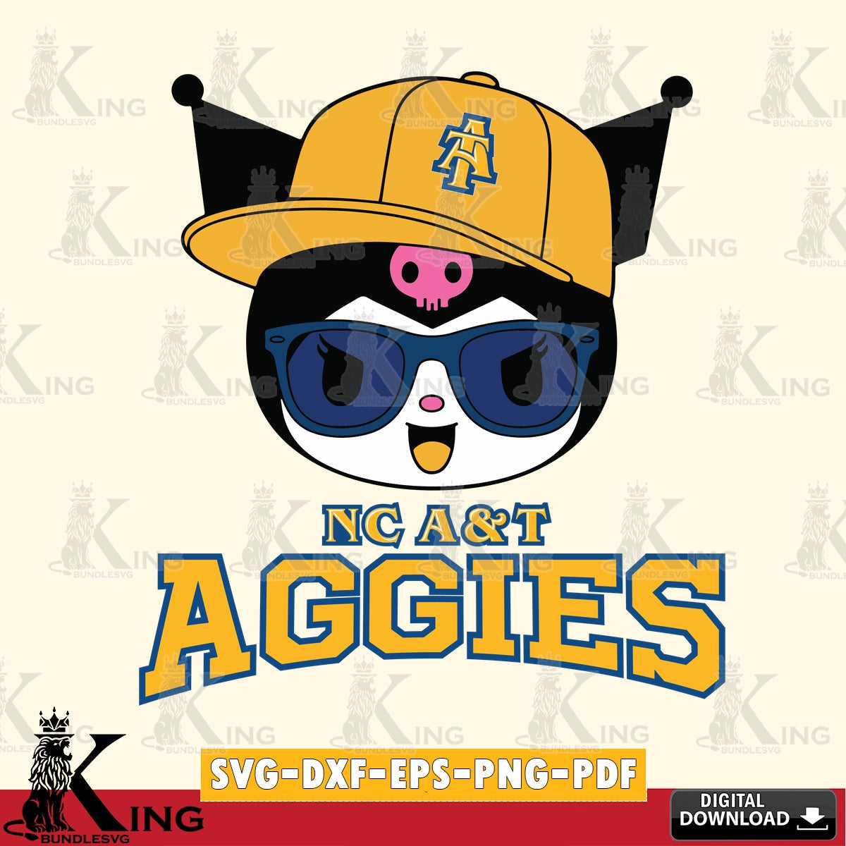 North Carolina A&T Kuromi Football Cool SVG file, Cricut, Cut file , Digital Download , Instant Download, Sanrio svg, Clipart