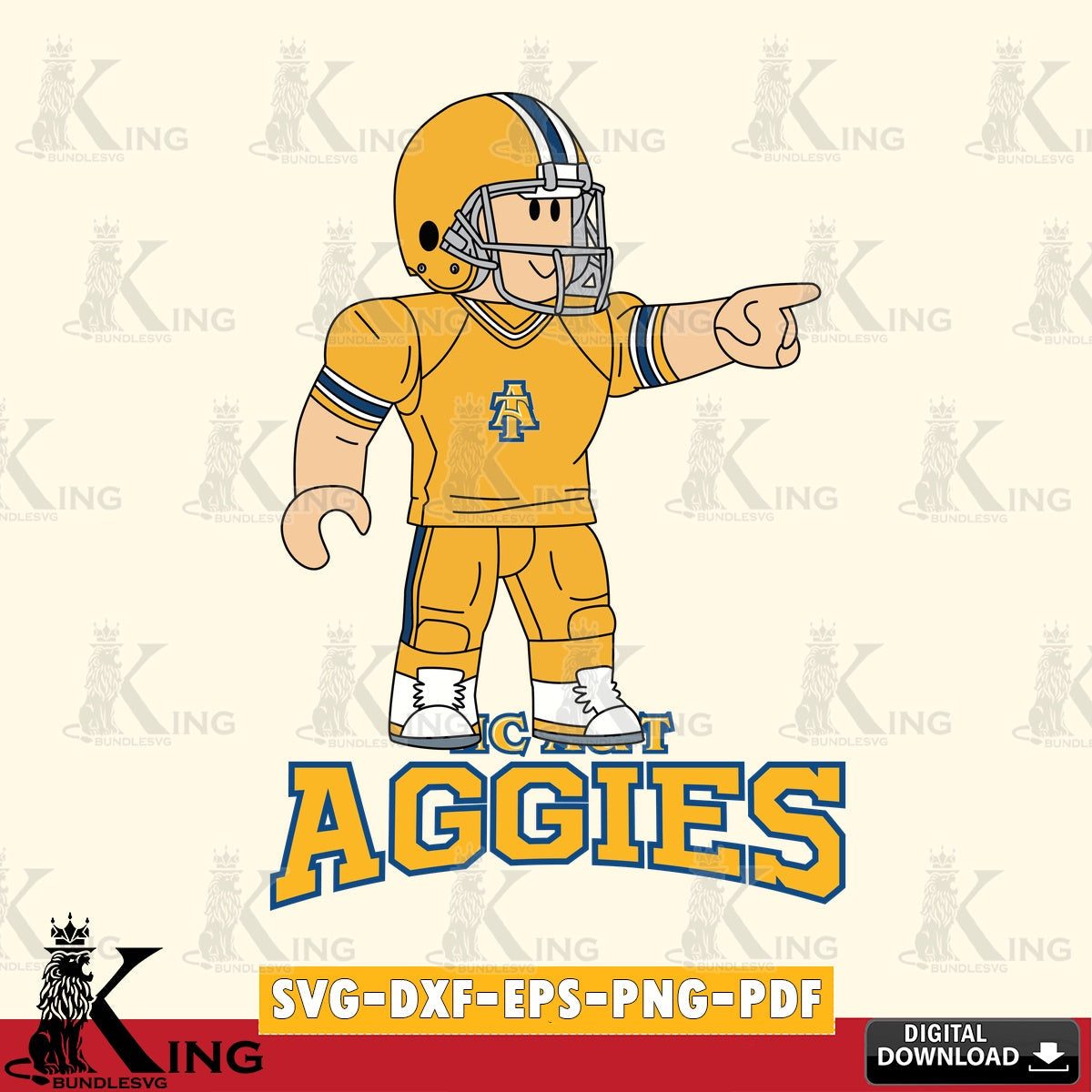 North Carolina A&T Roblox Player Football SVG file , NCAA Cricut, File cut , Digital Download , PDF File