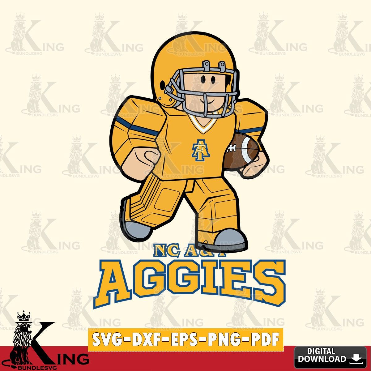 Stylish representation of North Carolina A&T Roblox player rugby, cut file ideal for vinyl projects and T-shirt printing
