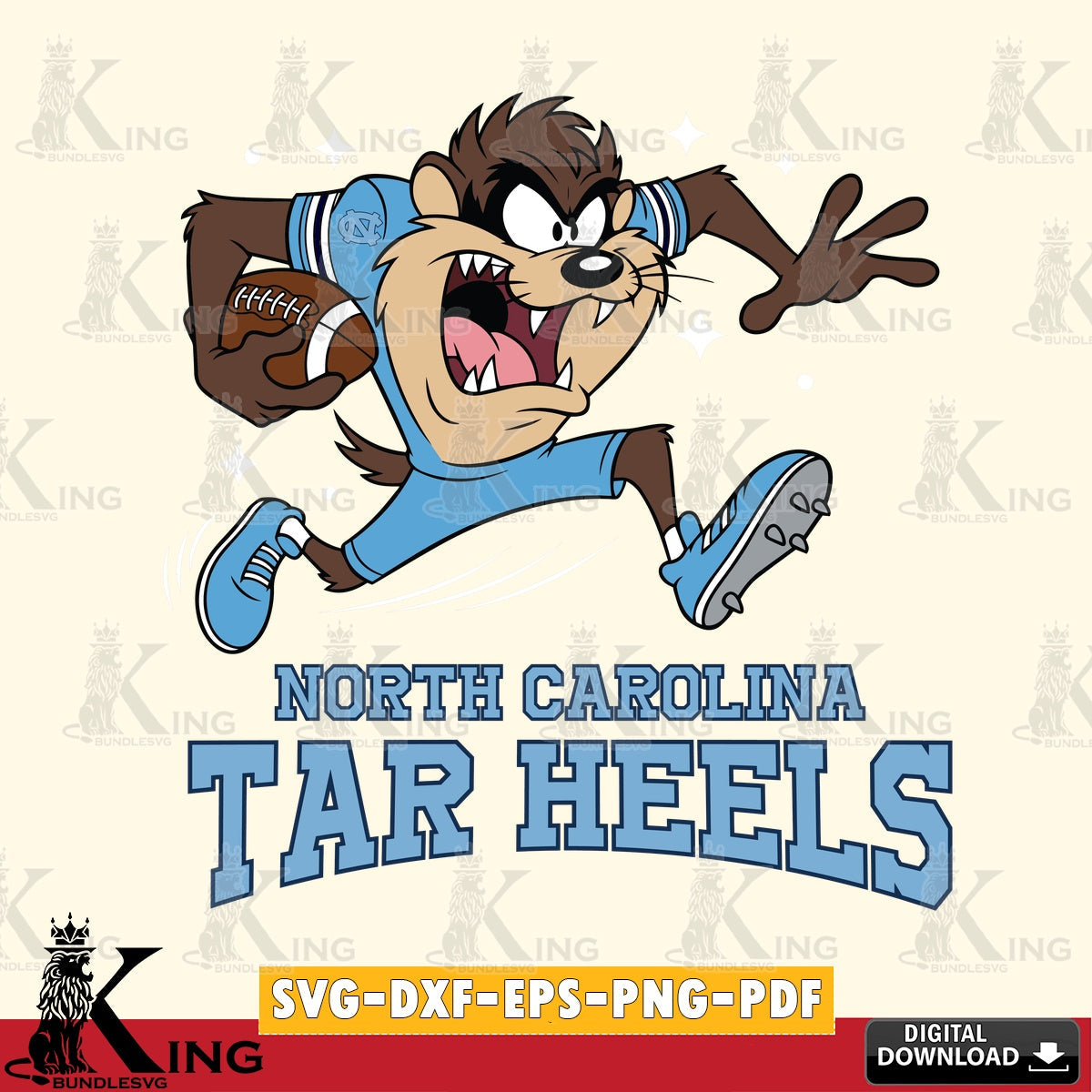 North Carolina Tar Heels Angry Taz Football SVG file, Cut file , Digital Download , Instant Download, Taz svg, NCAA svg