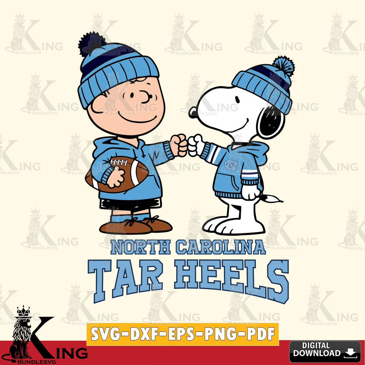 North Carolina Tar Heels CharlieBrown Football Fist Bump SVG, Cricut, Cut file , Digital Download , Instant Download, Peanuts svg, NCAA svg, Football svg, Sport svg