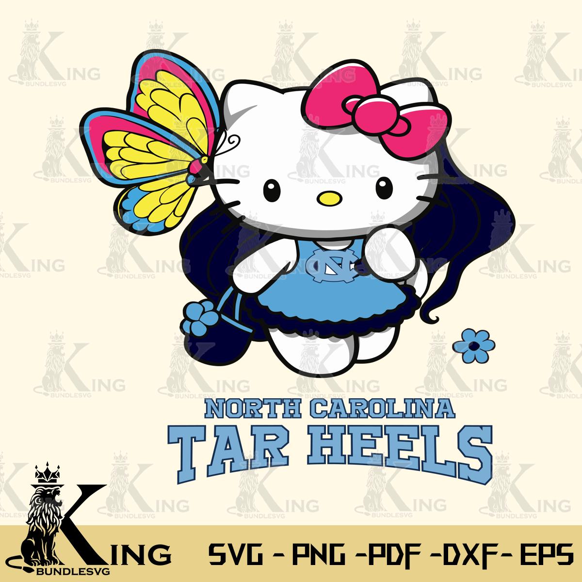 North Carolina Tar Heels Kitty Cartoon Svg Eps Dxf Png File, Digital Download