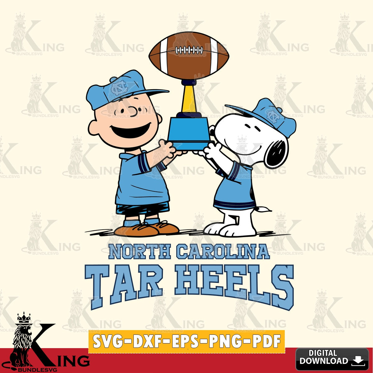 North Carolina Tar Heels Peanuts Football Trophy SVG, Cricut, Cut file , Digital Download , Instant Download, Peanuts svg, NCAA svg, Football svg, Sport svg