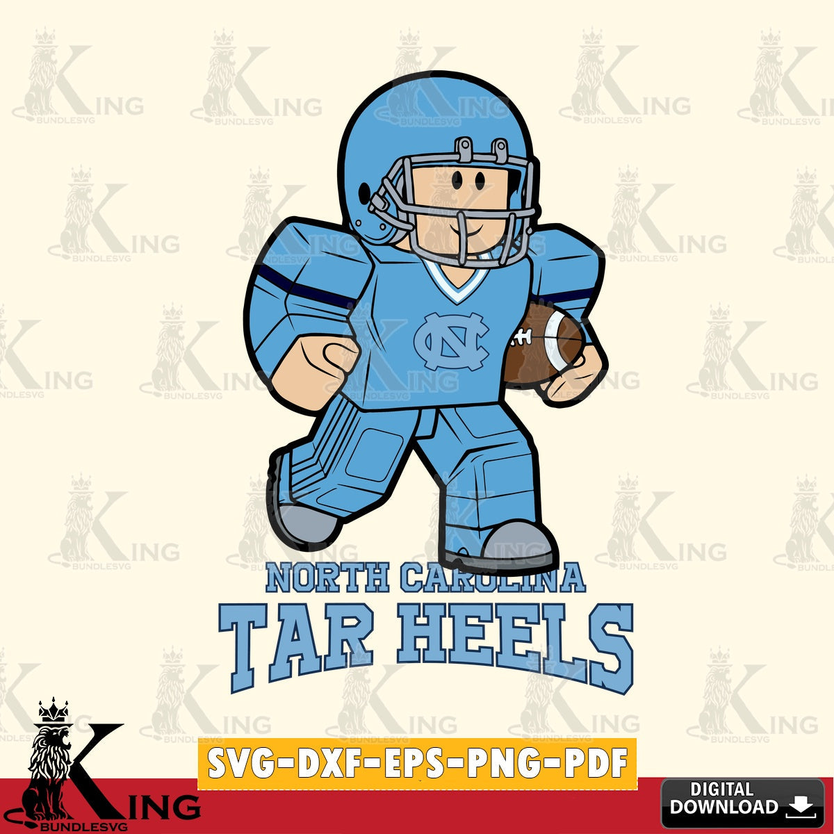 North Carolina Tar Heels Roblox Player Rugby SVG file , NCAA Cricut, File cut , Digital Download , PDF File