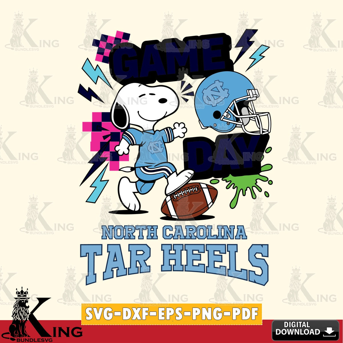 North Carolina Tar Heels Snoopy Game day SVG, Cricut, Cut file , Digital Download , Instant Download, Peanuts svg, NCAA svg, Football svg, Sport svg