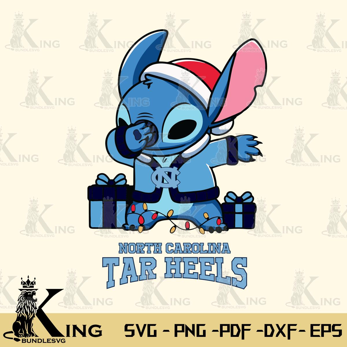 North Carolina Tar Heels Stitch Merry Christmas Svg Eps Dxf Png File, Digital Download
