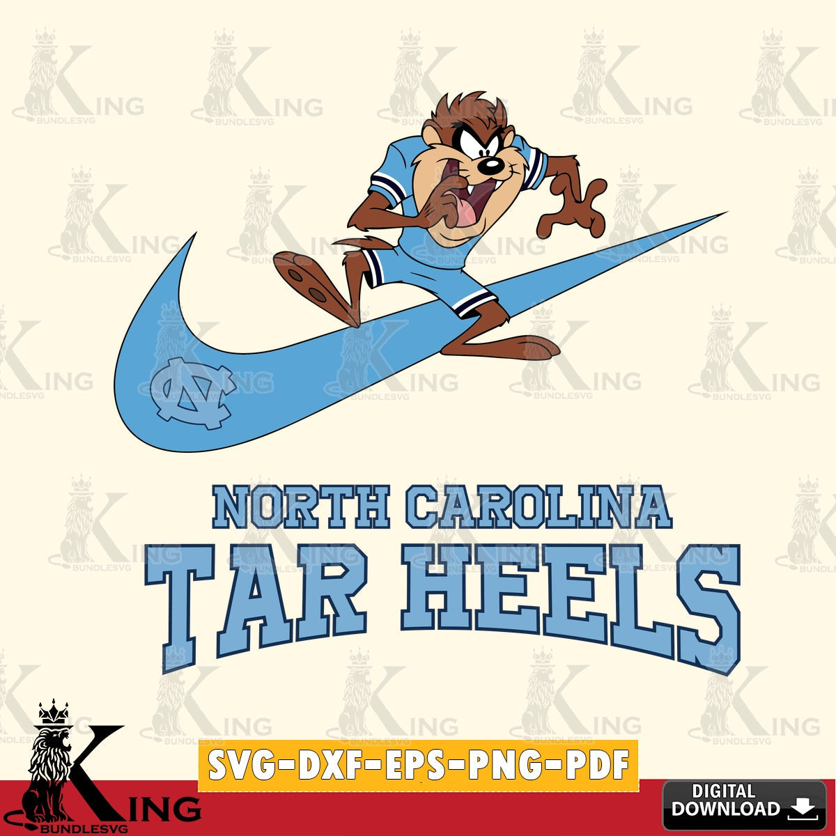 North Carolina Tar Heels Taz Football Nike SVG file, Cut file , Digital Download , Instant Download, Taz svg, NCAA svg