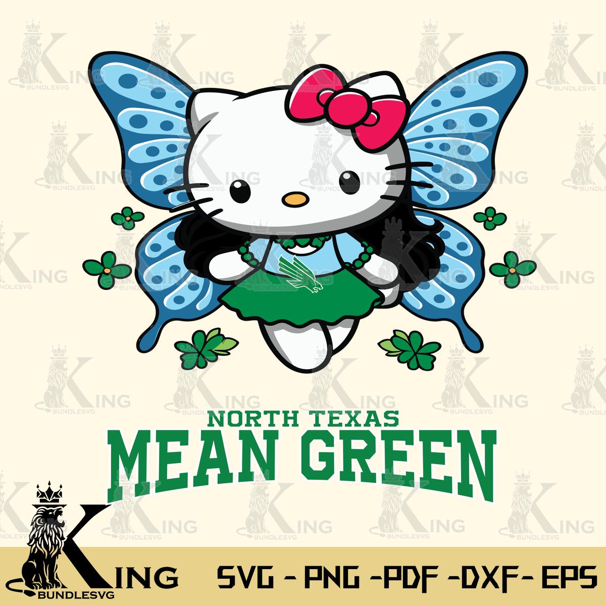 North Texas Mean Green Butterfly Kitty Charm Svg Eps Dxf Png File, Digital Download