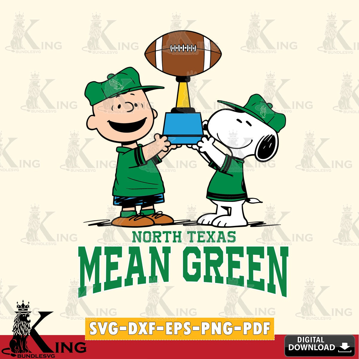 North Texas Mean Green Peanuts Football Trophy SVG, Cricut, Cut file , Digital Download , Instant Download, Peanuts svg, NCAA svg, Football svg, Sport svg
