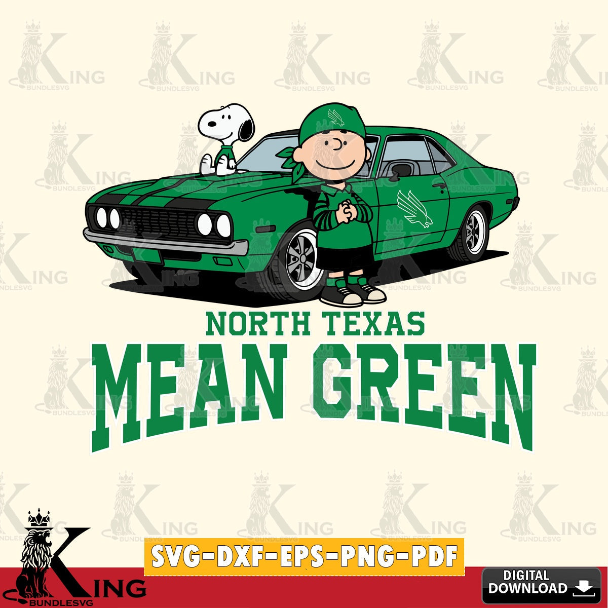 North Texas Mean Green Peanuts Muscle Car SVG, Cricut, Cut file , Digital Download , Instant Download, Peanuts svg, NCAA svg, Football svg, Sport svg