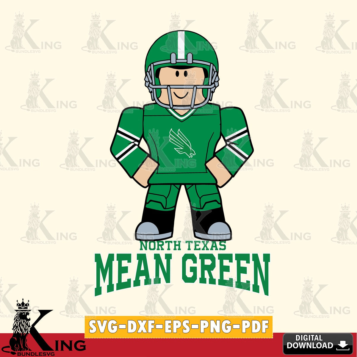 North Texas Mean Green Roblox Cool Football SVG file , NCAA Cricut, File cut , Digital Download , PDF File