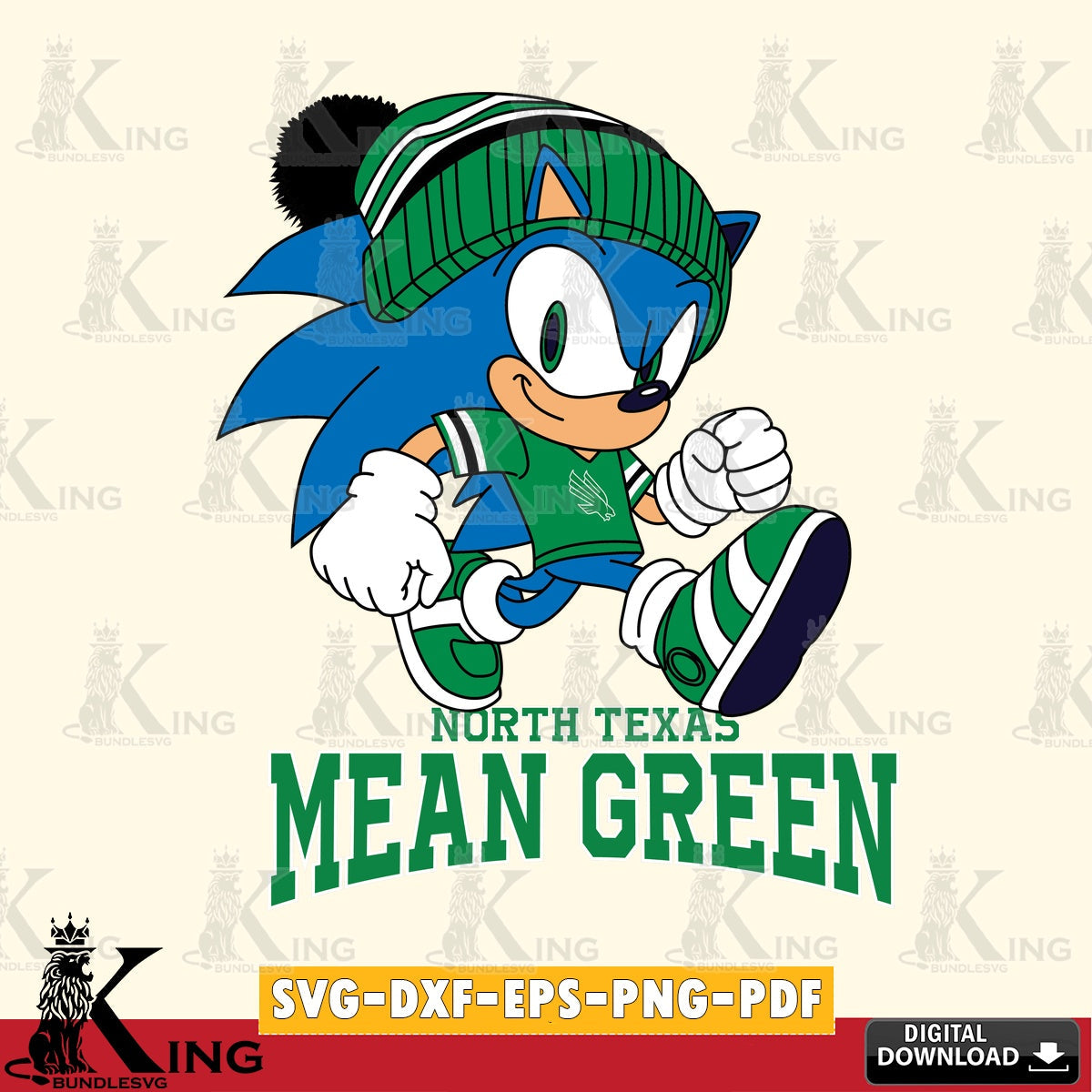North Texas Mean Green Sonic Football SVG file, Vector , Digital Download , PDF File , Instant Download