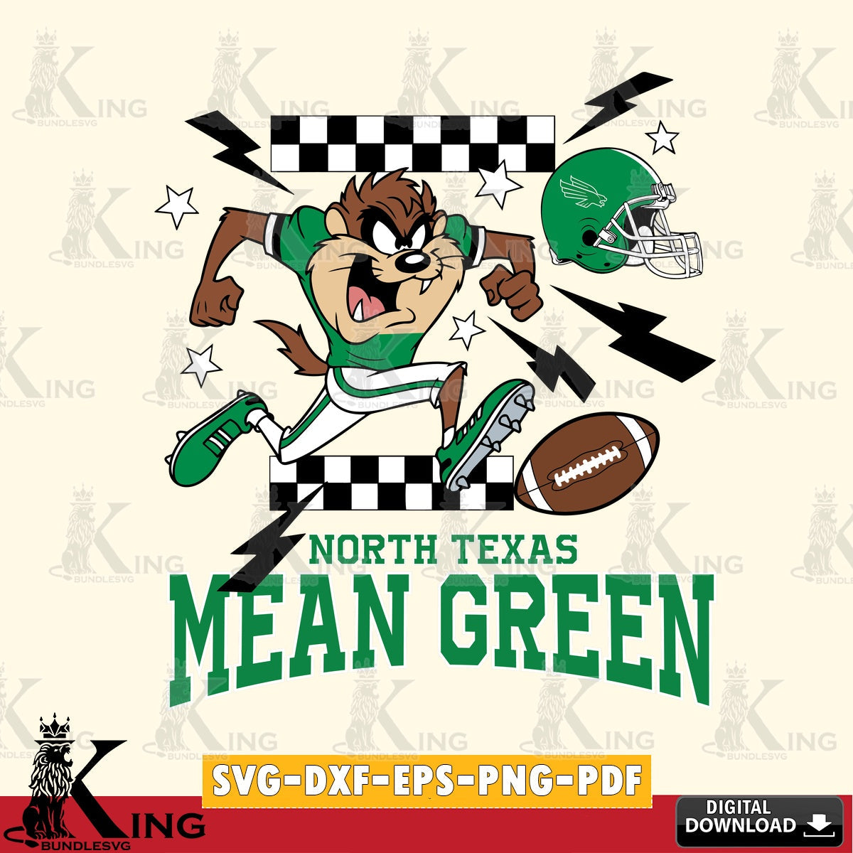 North Texas Mean Green Taz Football Lightning SVG file, Cut file , Digital Download , Instant Download, Taz svg, NCAA svg