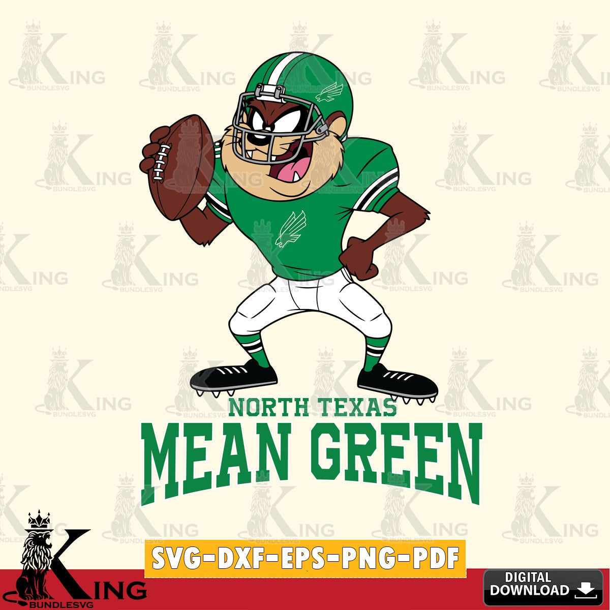 North Texas Mean Green Taz Football Player SVG file, Cut file , Digital Download , Instant Download, Taz svg, NCAA svg