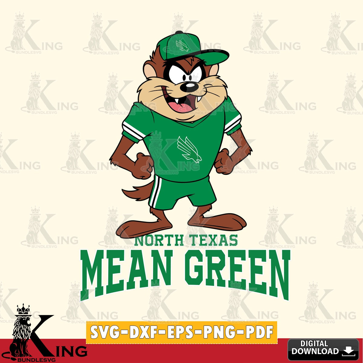 North Texas Mean Green Taz Standing Pose SVG file, Cut file , Digital Download , Instant Download, Taz svg, NCAA svg