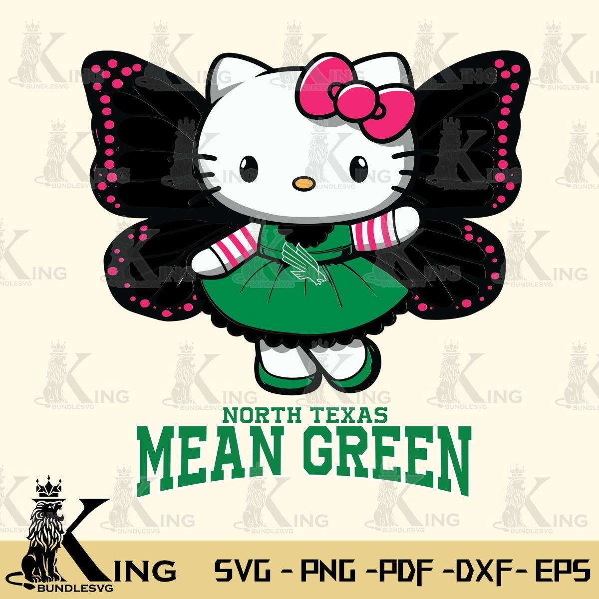 North Texas Mean Green Whimsical Kitty Wings Svg Eps Dxf Png File, Digital Download