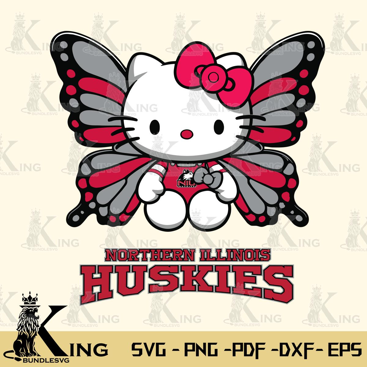 Northern Illinois Huskies Butterfly Kitty Delight Svg Eps Dxf Png File, Digital Download