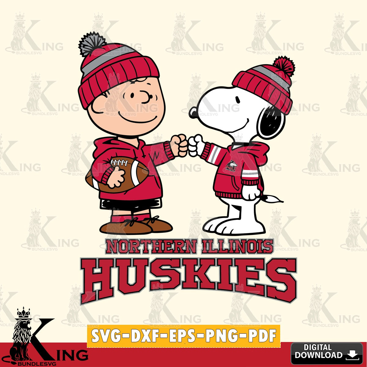 Northern Illinois Huskies CharlieBrown Football Fist Bump SVG, Cricut, Cut file , Digital Download , Instant Download, Peanuts svg, NCAA svg, Football svg, Sport svg