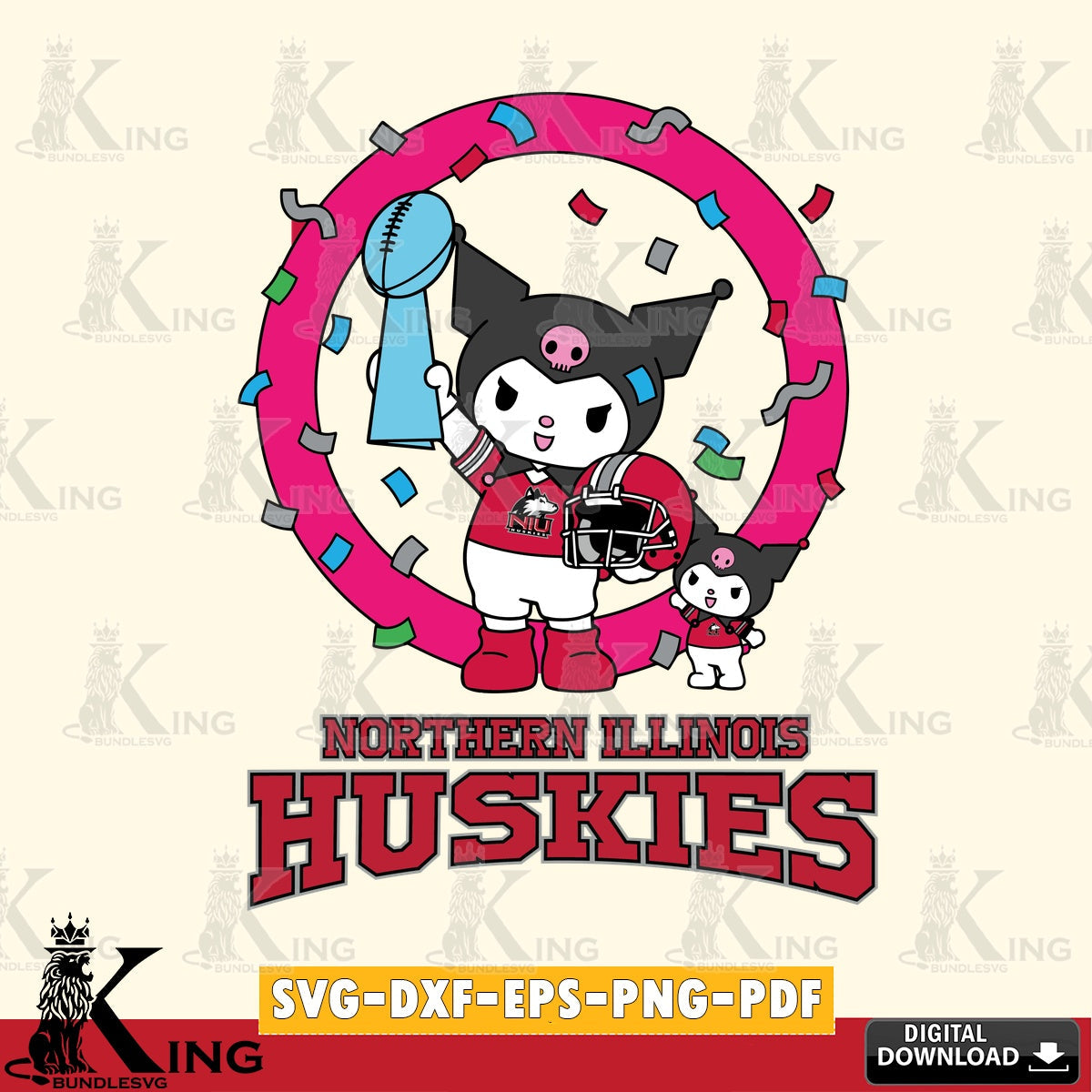 Northern Illinois Huskies Kuromi Football Champion SVG file, Cricut, Cut file , Digital Download , Instant Download, Sanrio svg, Clipart
