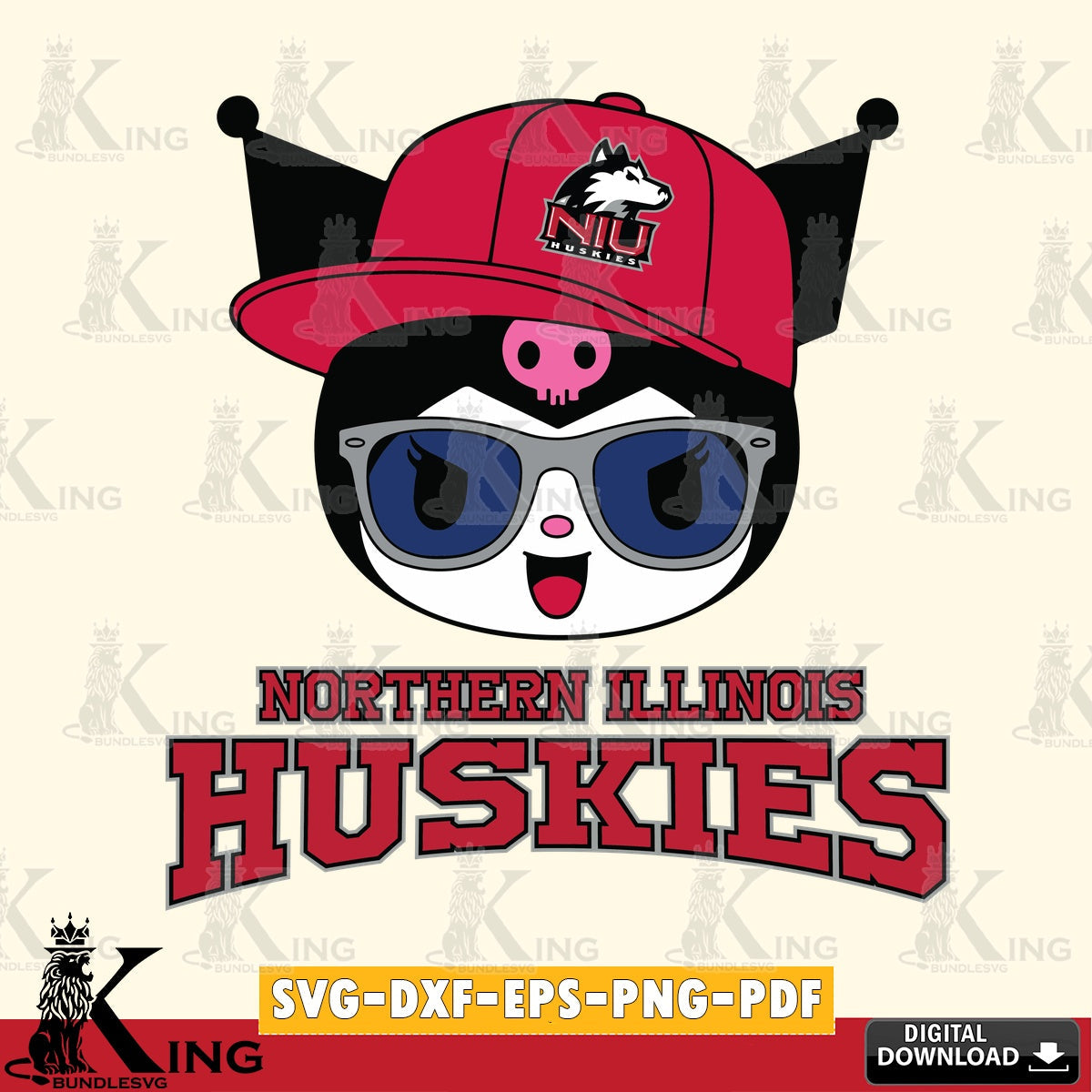 Northern Illinois Huskies Kuromi Football Cool SVG file, Cricut, Cut file , Digital Download , Instant Download, Sanrio svg, Clipart