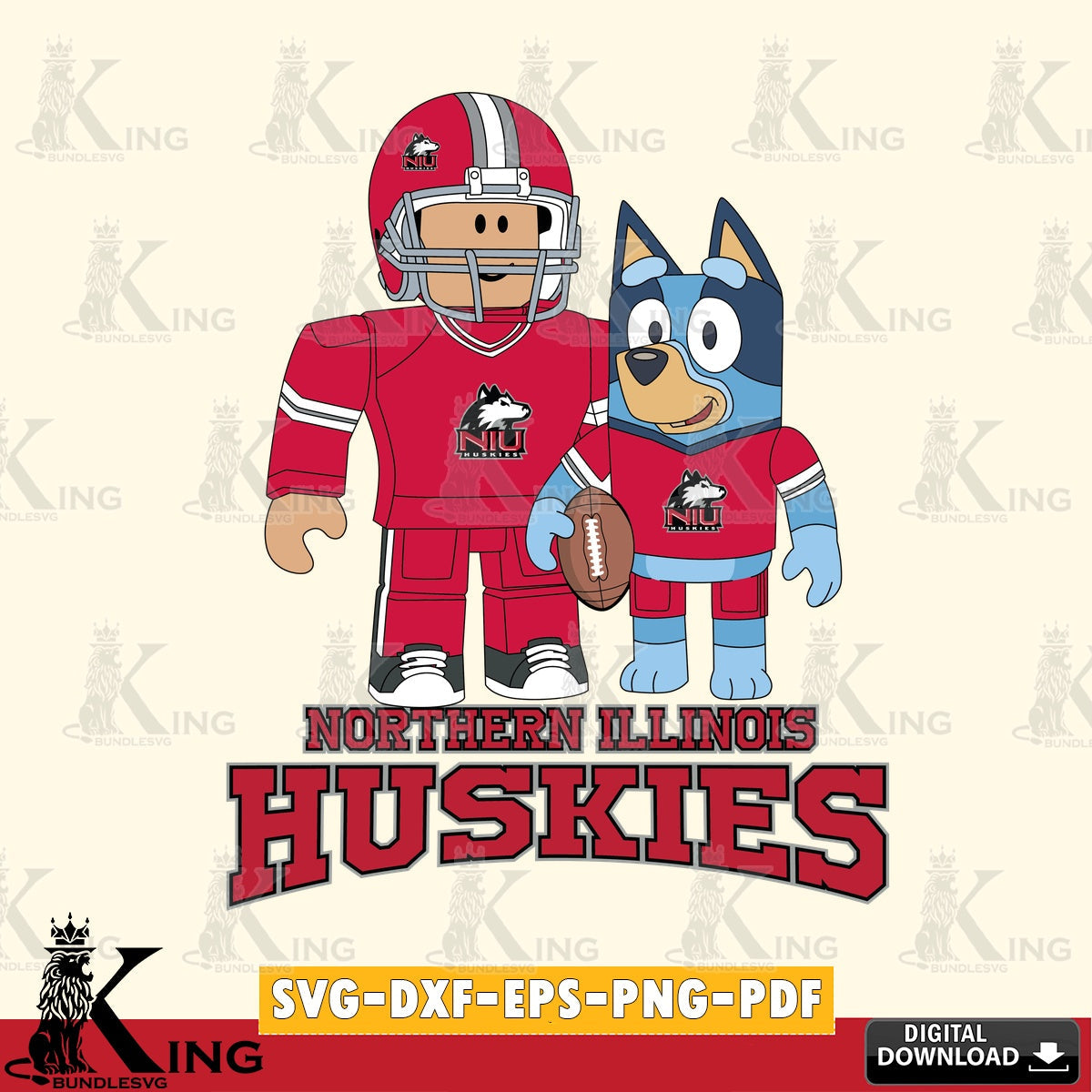 Northern Illinois Huskies Roblox & Bluey Football SVG file , NCAA Cricut, File cut , Digital Download , PDF File