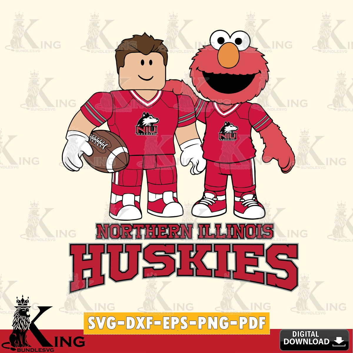Northern Illinois Huskies Roblox & Elmo Football SVG file , NCAA Cricut, File cut , Digital Download , PDF File
