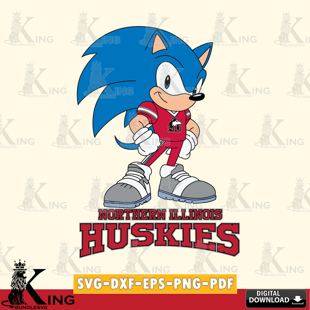 Unique artwork depicting Northern Illinois Huskies Sonic Football Star Mascot digital clipart compatible with laser engraving and