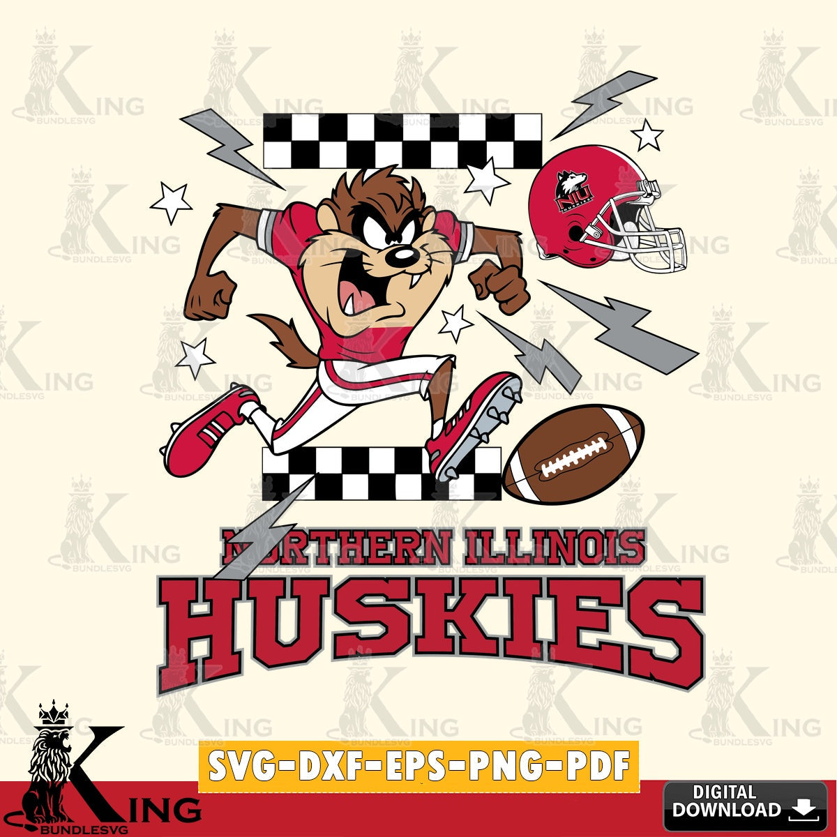 Northern Illinois Huskies Taz Football Lightning SVG file, Cut file , Digital Download , Instant Download, Taz svg, NCAA svg