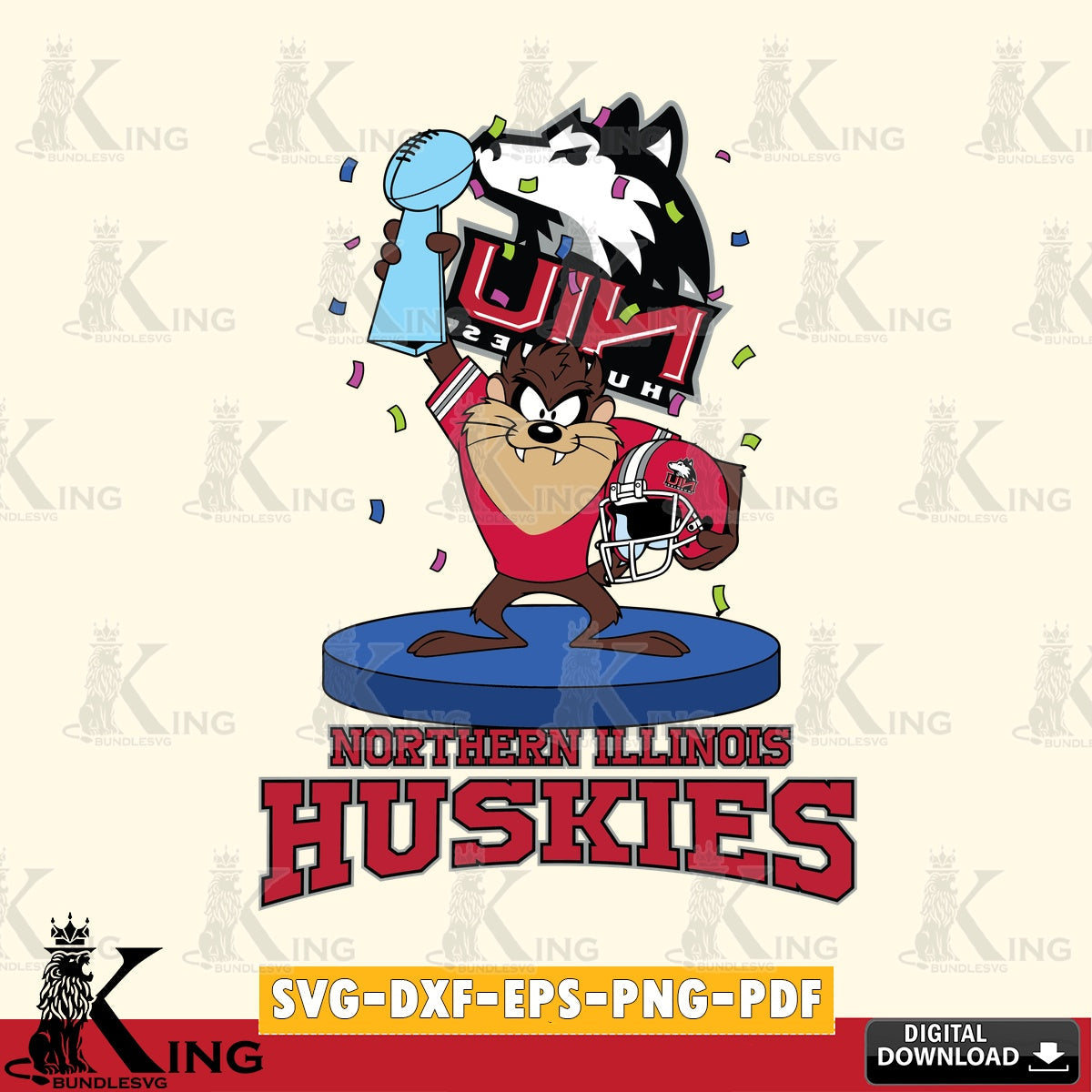 Northern Illinois Huskies Taz Trophy Podium SVG file, Cut file , Digital Download , Instant Download, Taz svg, NCAA svg