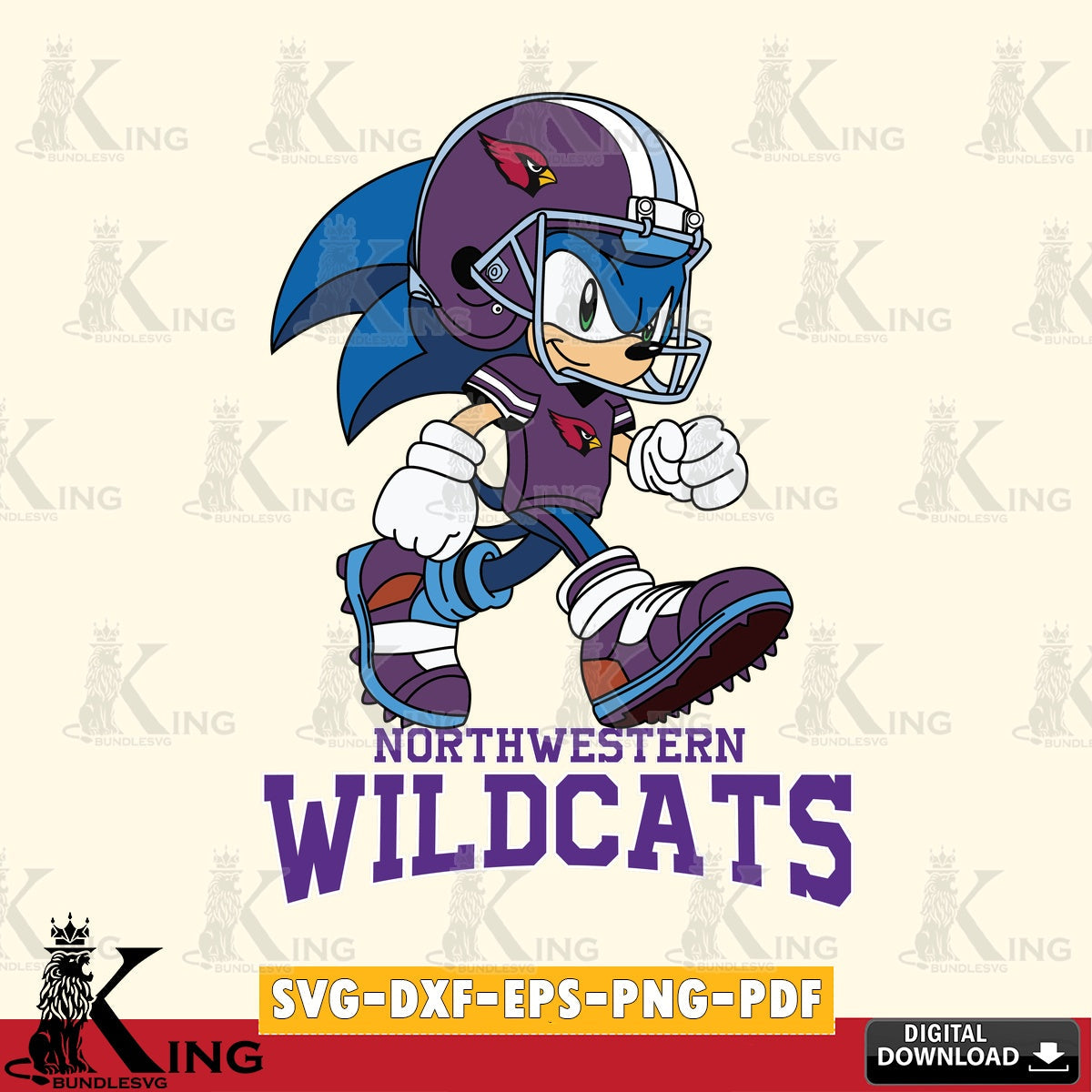 Eye-catching graphic of Northwestern Wildcats Sonic Ready Football SVG cut file for personalized gifts and laser projects