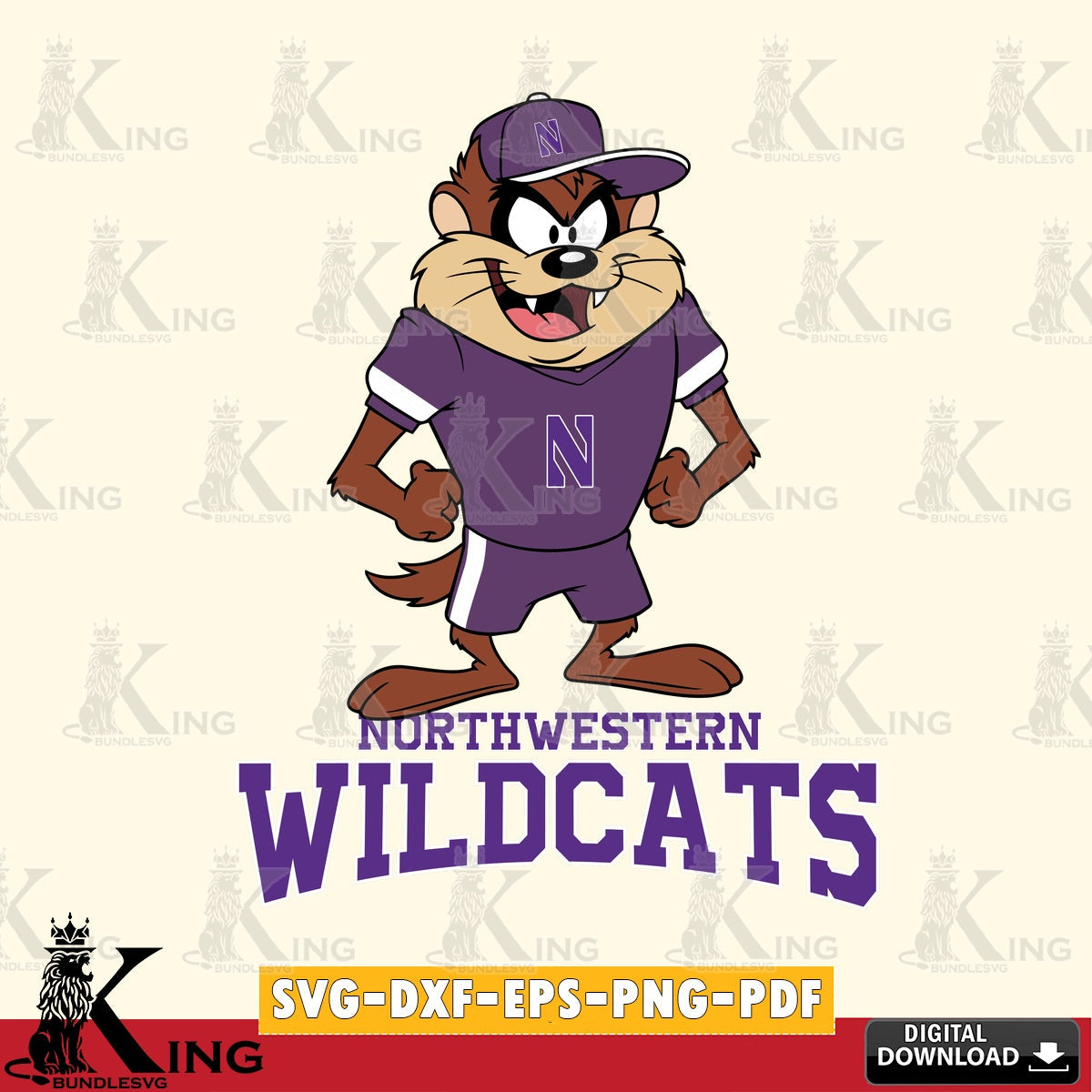 Northwestern Wildcats Taz Standing Pose SVG file, Cut file , Digital Download , Instant Download, Taz svg, NCAA svg