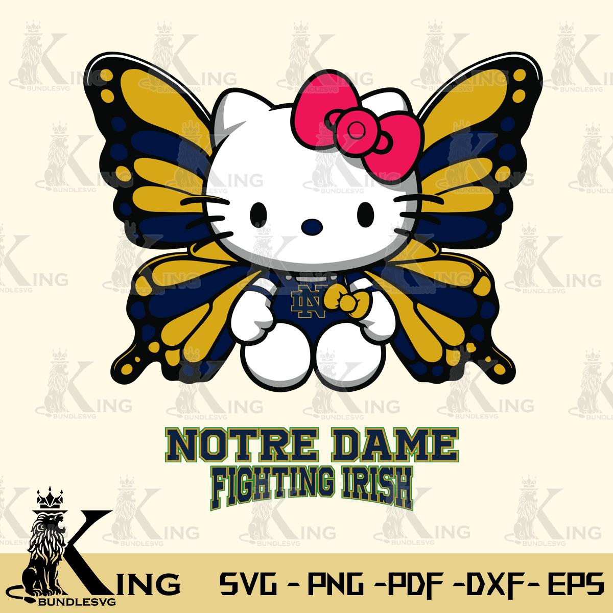 Notre Dame Fighting Irish Butterfly Kitty Delight Svg Eps Dxf Png File, Digital Download