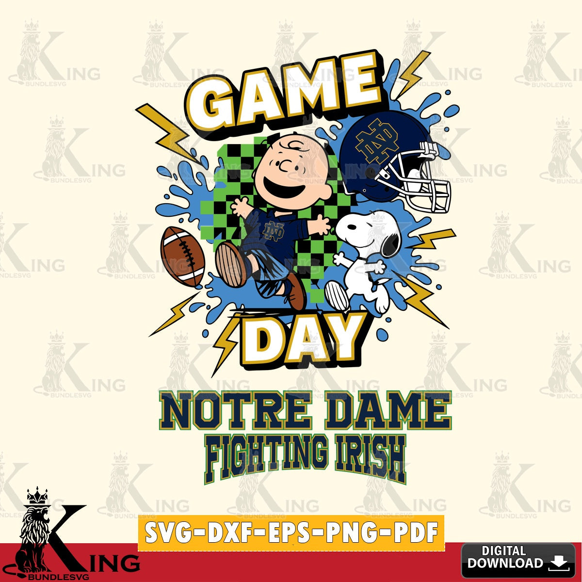 Notre Dame Fighting Irish Game Day Peanuts SVG, Cricut, Cut file , Digital Download , Instant Download, Peanuts svg, NCAA svg, Football svg, Sport svg